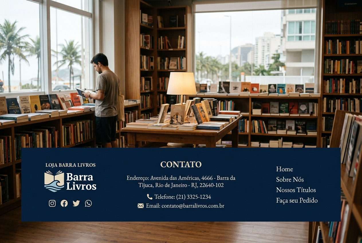 Page: Contato Loja Barra Livros. Container class: footer footer-container